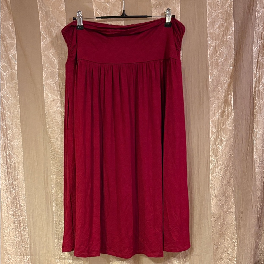 Crimson midi skirt or strapless mini dress